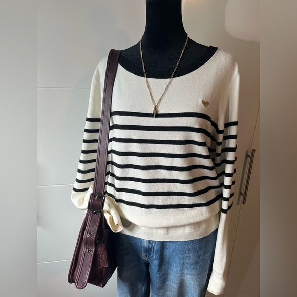 Oliver Bonas Sweaters - Oliver Bonas Breton stripe & heart sweater
